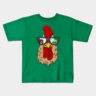 Sunglasses Wearing Cool Rooster On the Farm Kids T-Shirt